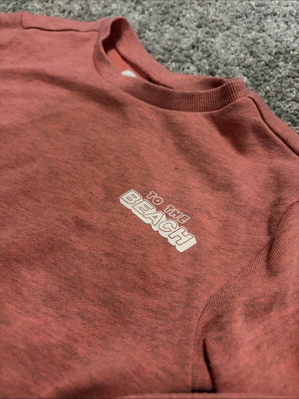 Old Navy Kids Rose Dusty Pink Pullover Sweatshirt with 'To The Beach' Accent